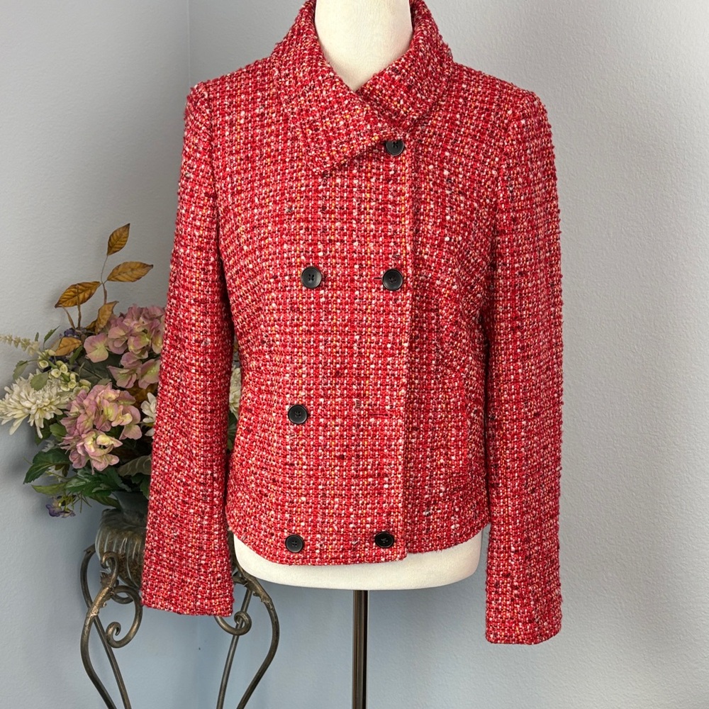 GAP Women's Vibrant Red Tweed Blazer